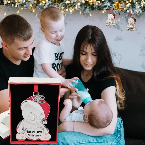 Vista 7 de Adornos de la primera Navidad del bebé 2025, adorno de mi primera Navidad 2025 para niña niño bebé 1ª Navidad adorno para recién nacido recuerdo