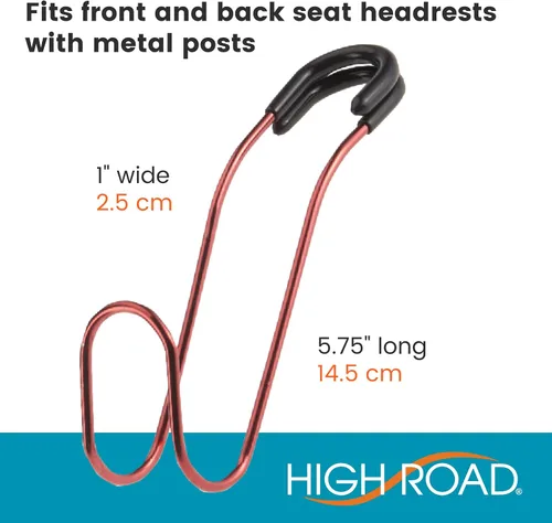 Vista 5 de High Road Ganchos irrompibles para bolsas de automóvil – Ganchos grandes para asiento de coche para bolso, mochila, abrigos, sombreros y bolsas