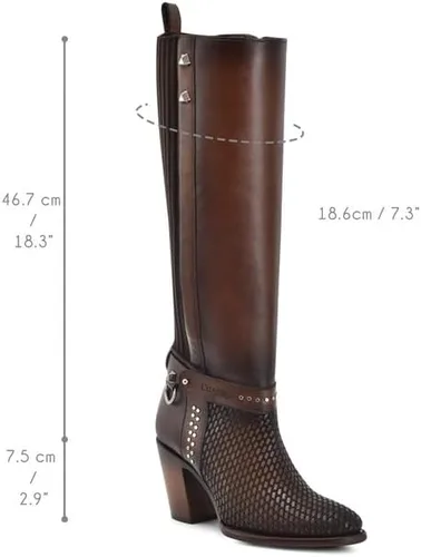 Vista 2 de Cuadra Botas altas para mujer en piel auténtica marrón 4V03RS