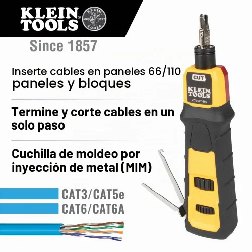 Vista 5 de Klein Tools VDV501-851 Kit de probador de cables y herramienta de perforación de impacto con hoja 66/110 y Klein Tools VDV226-110 Trinquete modular