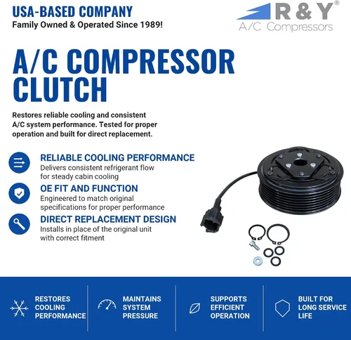 Vista 2 de RYC - Nuevo embrague de compresor A/C EH892-01-CL (se adapta a Nissan Versa 1.6L 2012-2018; compatible con Nissan Versa Note 1.6L 2014-2019)