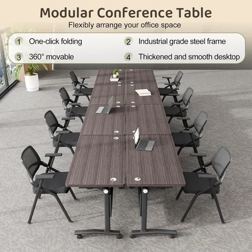 Vista 85 de Mesa de conferencias plegable, mesa de sala de conferencias con ruedas, mesa de conferencias plegable modular, mesas de reuniones de entrenamiento