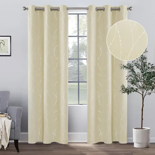 Vista 23 de BUHUA - Paneles de cortinas opacas para sala de estar, cortinas grises con aislamiento térmico, cortinas de ventana para dormitorio - 72 pulgadas