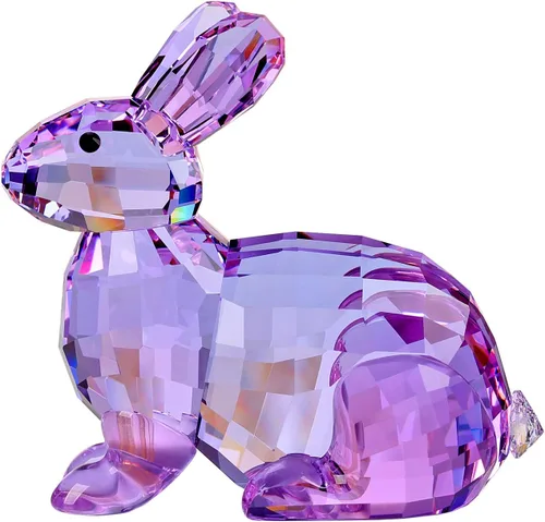 Vista 6 de DOJOZ Figura coleccionable de conejo de cristal, linda figura, regalos de cumpleaños, decoración del hogar (azul)