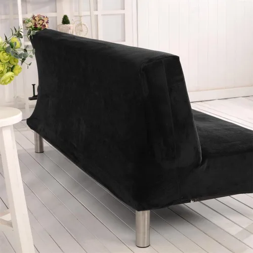 Vista 4 de Funda de futón de felpa gruesa elástica para sofá cama sin brazos, funda suave para sofá, funda para futón (negro)