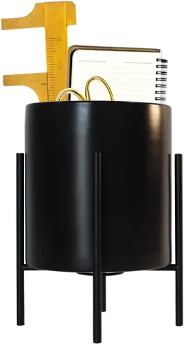 Vista 6 de Planet Pencil Cup Sturdy Metal Frame with White Ceramic Pen Holder For Desks and kitchen Appliance Holders