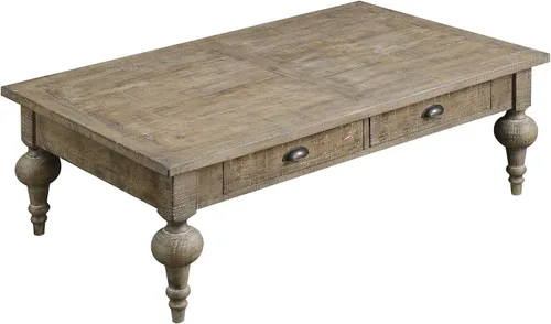 Vista 5 de Wallace & Bay Haynes - Mesa auxiliar gris de 52 pulgadas con dos cajones estilo tablón superior y patas torneadas