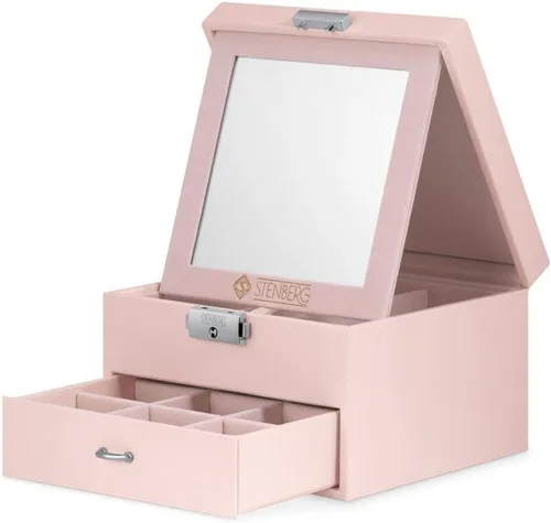 Vista 4 de Maverton Almacenamiento de joyas rosa Elegante caja personalizable para una mujer encantadora Joyero con sobreimpresión Para ella Mamá