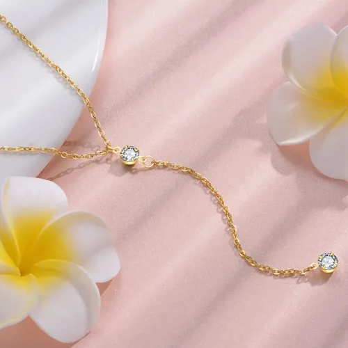 Vista 8 de Handmade Lariat Necklace for Women 18K Gold Plated Dainty Drop Y Chain Necklace Jewelry for Women Girl Gifts with Simulated Diamond16 to 18