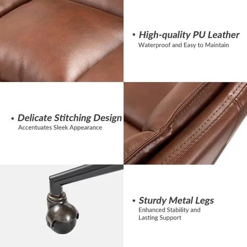Vista 6 de HULALA HOME Modern Faux Leather Home Office Chair with Metal Base & Tilt Lock, Armless Criss Cross Legged Desk Chair with Wheels & Padded Cushion