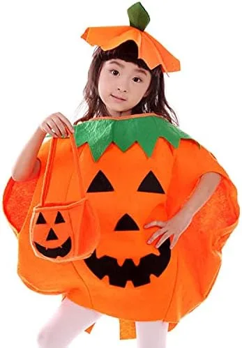 Vista 4 de Disfraces de Halloween, 7 piezas, disfraz de calabaza para niños y adultos, disfraz de calabaza para adultos y niños, ropa de fiesta de cosplay