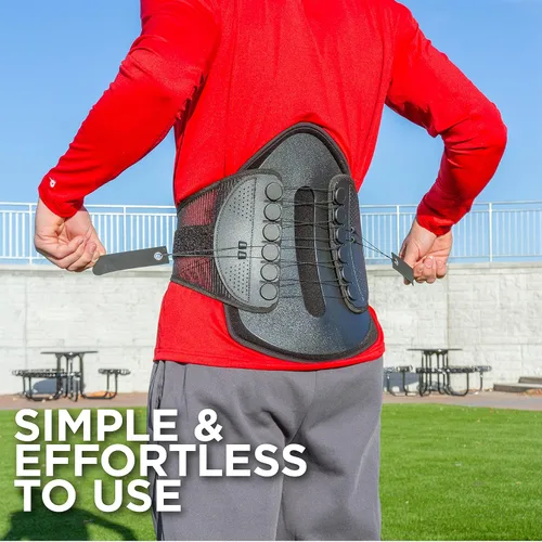 Vista 8 de BraceAbility Soporte lumbar para espalda de descompresión – Cinturón de corsé lumbosacro semirrígido ajustable para discectomía, laminectomía