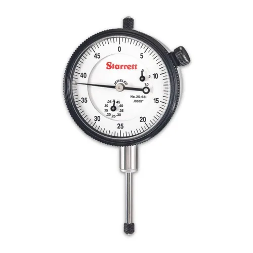 Vista 12 de Starrett Indicador de Cuadrante Serie 25 con Rodamientos de Rubí y Oreja en el Centro Posterior - Carátula Blanca, Rango de 0-.025", Cuadrante
