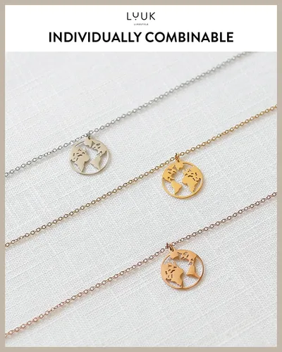 Vista 6 de LUUK LIFESTYLE Collares de acero inoxidable para mujer con colgante, tarjeta de joyería de moda con frase de felicidad, amuleto de la suerte, regalo