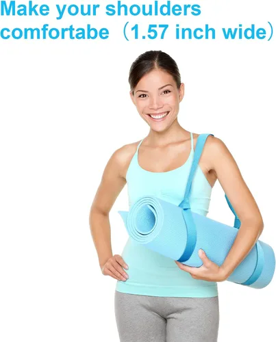 Vista 5 de Deekin 4 correas para esterilla de yoga para llevar esterilla de yoga, soporte ajustable grueso para ejercicio, banda de estiramiento de algodón