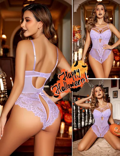 Vista 122 de Avidlove Lencería de encaje floral para mujer, lencería de una pieza, babydoll