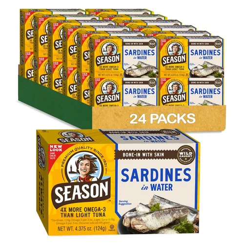 Vista 8 de Season Sardinas en salsa picante, capturadas en la naturaleza, 0.85 oz de proteína, bocadillos Keto, más Omega 3 que atún, Kosher, alto en calcio