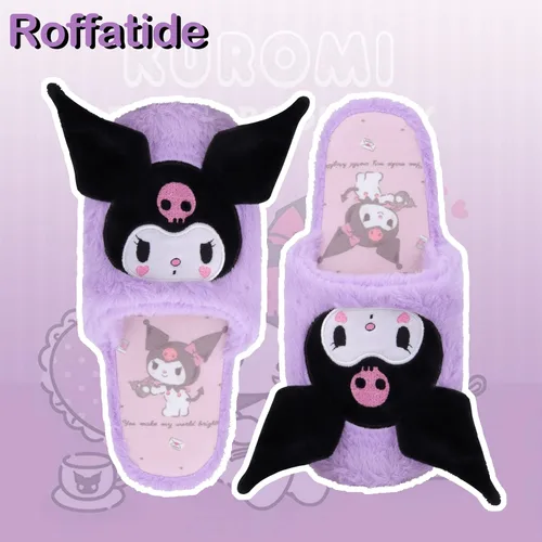 Vista 5 de Roffatide Anime Slippers Plush Slippers Furry Indoor Slide Slipper Bedroom Shoes House floor Slipper for Women girls