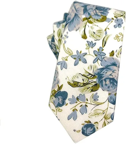 Vista 40 de Corbata de algodón floral para hombre, corbata delgada impresa de 2.56'' 01-Bean Pasta Rosa