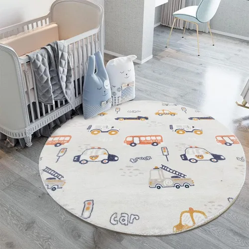 Vista 17 de Poowe Alfombra redonda con diseño de arco iris, colorida alfombra bohemia para niños, ultra suave, lavable, alfombra para habitación del cuarto