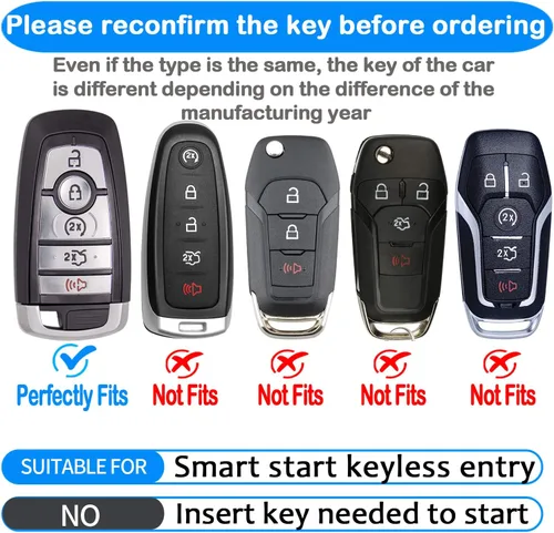 Vista 2 de Tukellen Funda para llavero Ford de alta calidad, suave, de protección completa, compatible con Ford Explorer, Mustang Fusion Escape F150 F250 F350