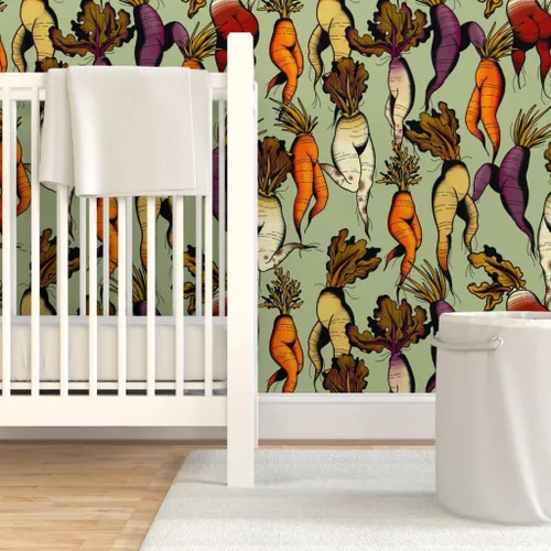 Vista 6 de Spoonflower Carrot Butts - Papel tapiz para despegar y pegar