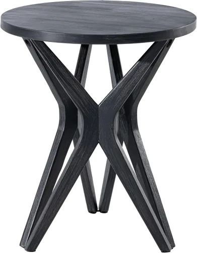 Vista 7 de Mesa auxiliar estilo rústico con pedestal, superficie envejecida con base de trípode, mesita de noche para sala de estar, moderna, decoración boho