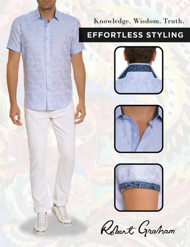 Vista 5 de Robert Graham Camisa tejida de manga corta Wave You para hombre