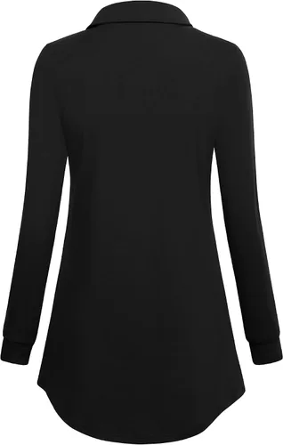 Vista 3 de Gaharu - Sudadera tipo túnica con solapa de muesca para mujer sudadera con botones y de manga larga