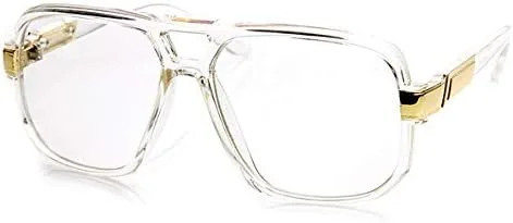Vista 2 de Classic Square Frame Plastic Clear Lens Aviator Glasses 8975