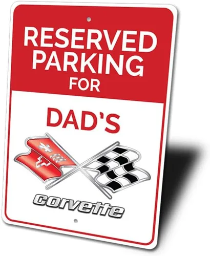 Vista 4 de Cartel de estacionamiento reservado para Chevy Corvette, letrero de automóvil, letrero de metal para garaje, 8 x 12 pulgadas