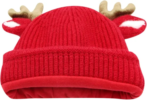 Vista 4 de Gorro para bebé, lindo cuerno, reno de ganchillo, gorro de punto para invierno, cálido para niños y niñas