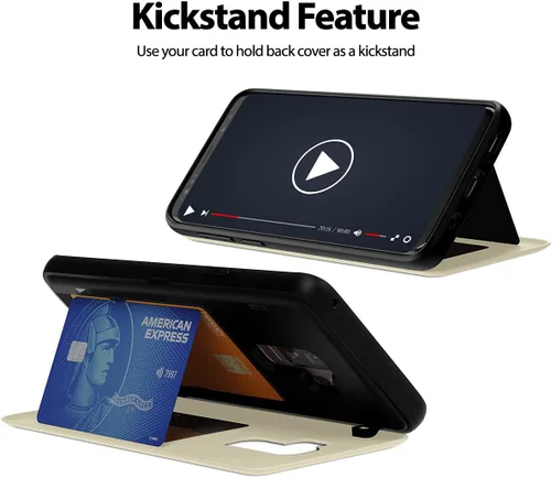 Vista 235 de GOOSPERY Parachoques magnético para puerta compatible con Galaxy S9 Plus, tarjetero tipo billetera con cierre automático por iman, funda protectora