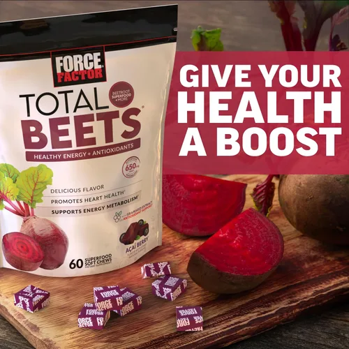 Vista 7 de Force Factor Total Beets - Masticables suaves con remolacha, nitratos, L-citrulina, extracto de semilla de uva y antioxidantes, suplemento