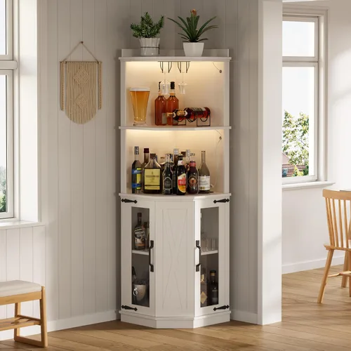 Vista 15 de 78.2" Tall Farmhouse Kitchen Pantry Cabinet with 8 Door Shelves, Storage Cabinet with 4 Adjustable Shelves, Hidden Drawer, Wine Rack, Versatile Ash