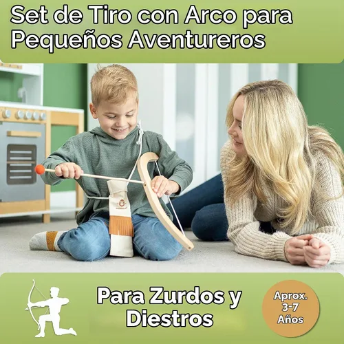 Vista 2 de BOWRILLA® Conjunto de Arco y Flecha para Niños Juguete de Tiro con Arco de Madera para Niños y Niñas de 3 a 7 Años, Arco y Flecha para Niños