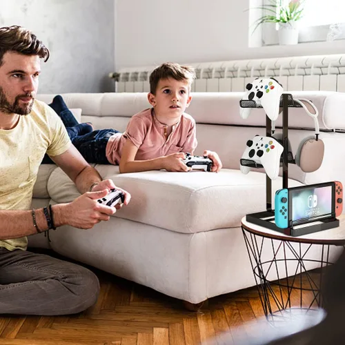 Vista 5 de Soporte para controlador, soporte para controlador de juegos, organizador de almacenamiento, controlador de juego ajustable, colgador de auriculares