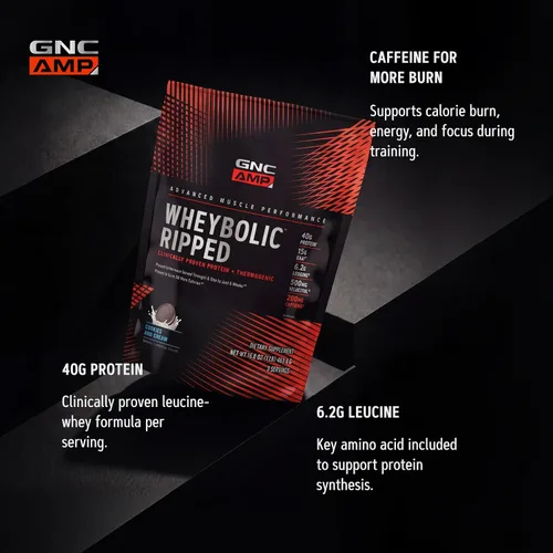 Vista 5 de GNC AMP Wheybolic Ripped - Galletas y crema (9 porciones) Clinically Proven to Increase Muscle Strength and Size, Enhanced with Leucine and BCAAs