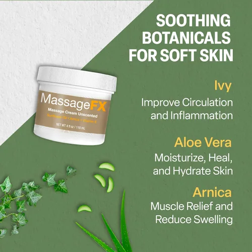 Vista 4 de Aceite de masaje de Massage FX - Aceite de semillas de girasol y almendras dulces 100% puro, vitamina E, hiedra, árnica y aloe, sin perfume