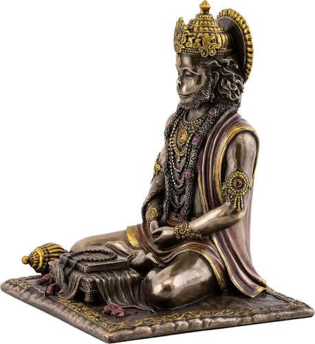 Vista 2 de Top Collection Hanuman - Estatua hindú de Dios de la Fuerza en bronce fundido en frío de primera calidad, figura coleccionable de 7.5 pulgadas