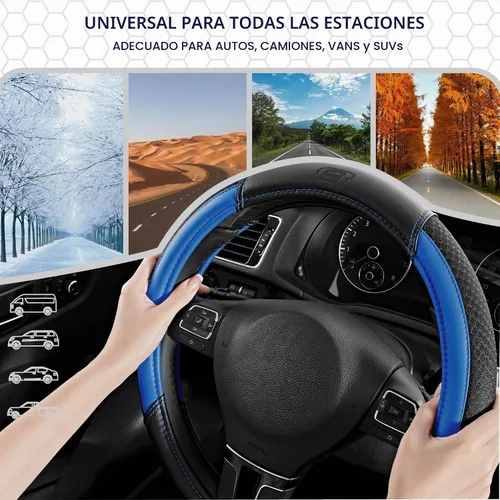 Vista 7 de Skechers Funda para Volante Air-Cooled, Funda para Volante de Automóvil de Cuero de Malla Air-Cooled, Ajuste Universal 14" 1/2-15", Protector de Azul