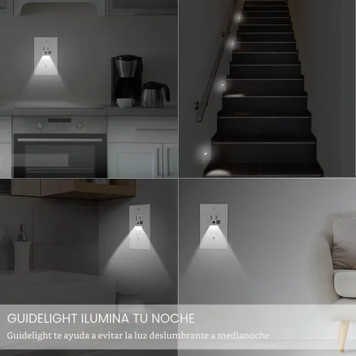 Vista 2 de SOZULAMP - Toma de corriente de 15 A con luz nocturna, LED de luz diurna, paquete de 4 Auto on/off daylight nightlight Glows through outlets
