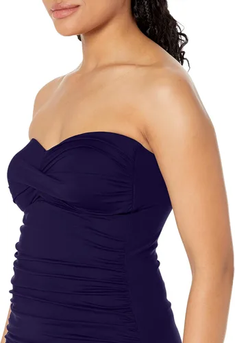 Vista 3 de Anne Cole Top de natación tipo tankini con nudo frontal fruncido para mujer