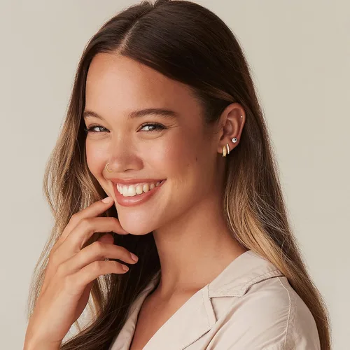 Vista 4 de PAVOI Aretes de broquel tipo miniarracadas de plata de ley 925, chapados en oro de 14 quilates, con poste, ultragrueso, para mujer