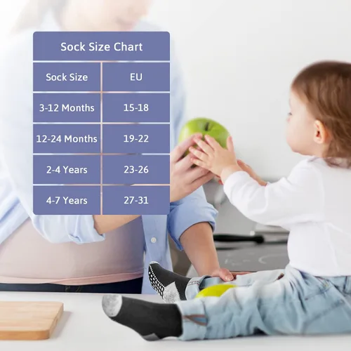 Vista 6 de Sosenfer Calcetines antideslizantes para niños pequeños con pinzas, 5-10 pares de calcetines antideslizantes para bebés de 1 a 7 años, hechos