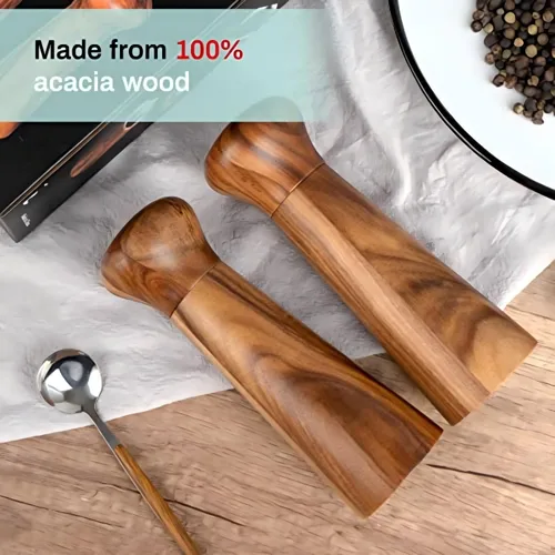 Vista 5 de Molinillo de pimienta de madera, molinillo de pimienta recargable, coctelera de pimienta ajustable, molino de especias, molino de pimienta