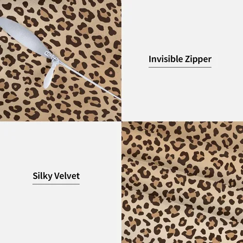 Vista 4 de Perinsto Juego de 2 fundas de almohada con estampado de leopardo, fundas de almohada decorativas con textura de piel de animal, fundas de cojín