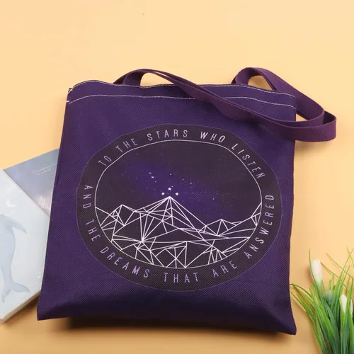 Vista 5 de ENSIANTH Regalo para amantes de los libros inspirado en la ficción, regalo para las estrellas que escuchan Court of Dreams Tote Bag Bookish Gift