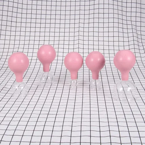 Vista 7 de Masaje corporal de goma y vidrio de ventosas al vacío tazas de ahuecamiento corporal chino 5pcs (rosa)