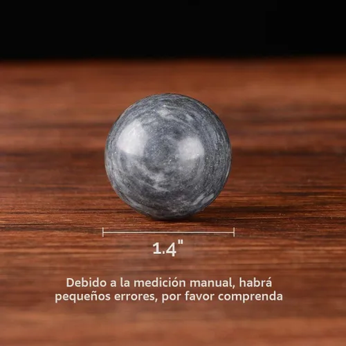 Vista 2 de Bolas chinas Baoding de ejercicio para aliviar el estrés y lograr la salud en piedra natural de mármol jade, color gris oscuro, Gris oscuro